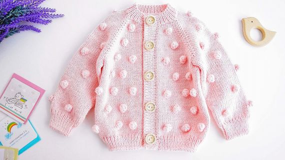Baby Knit Popcorn Cardigan Sweater 2